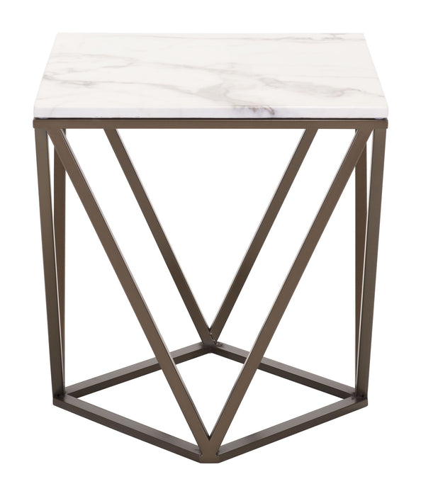 Tintern End Table White & Antique Brass