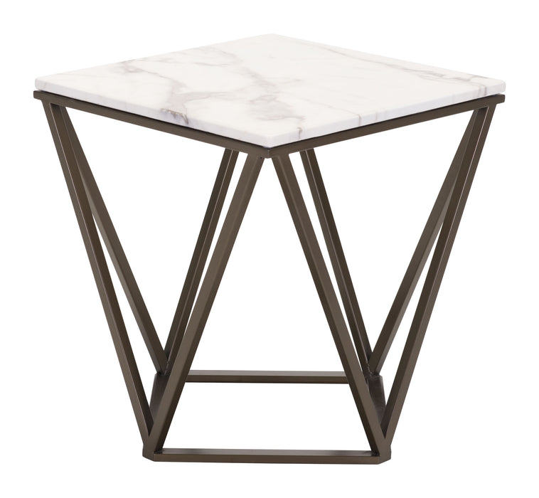 Tintern End Table White & Antique Brass