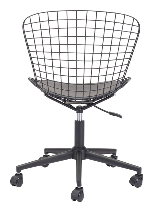 Wire Office Chair Black & Black Cushion