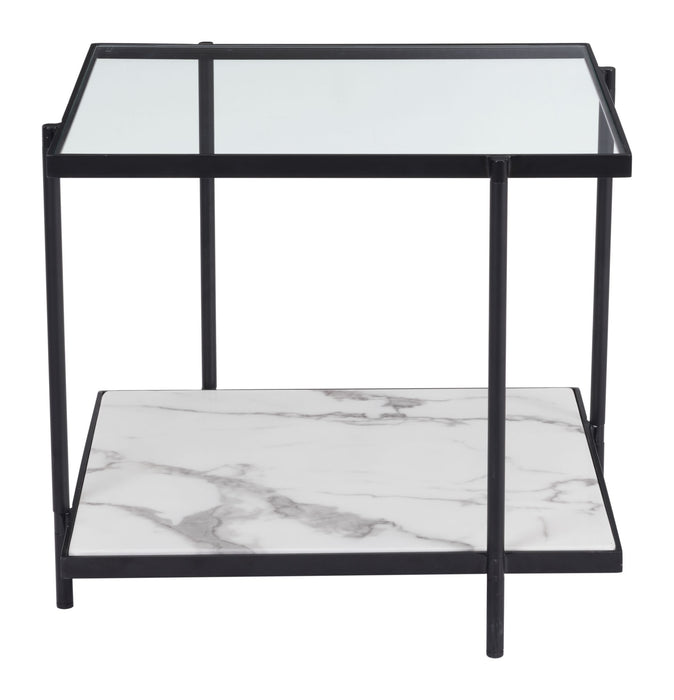 Winslett End Table Clear White & Matte Black