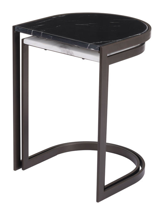 Stanton Nesting End Table Black & Antique Brass