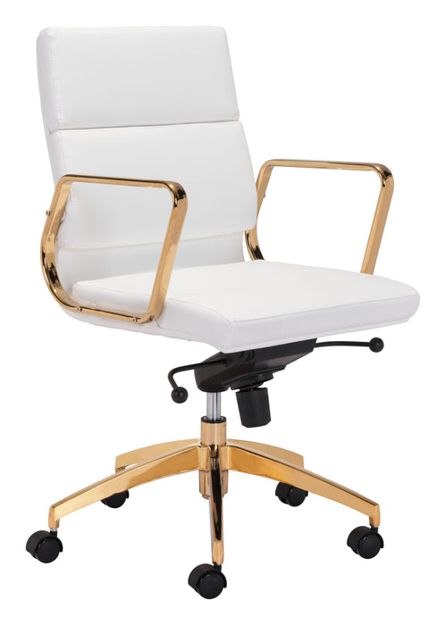 Scientist Low Back Office Chair White & Gold