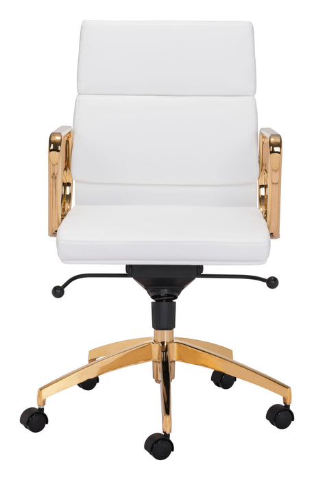 Scientist Low Back Office Chair White & Gold