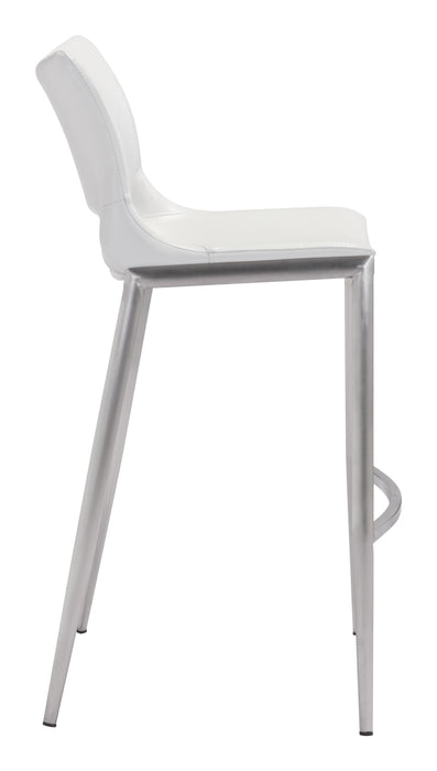 Ace Bar Chair (Set of 2) White & Silver