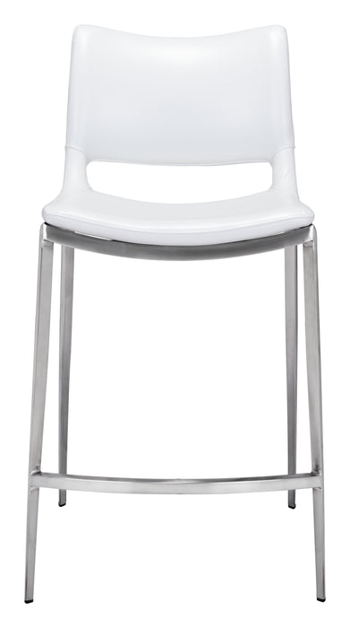 Ace Counter Chair (Set of 2) White & Silver