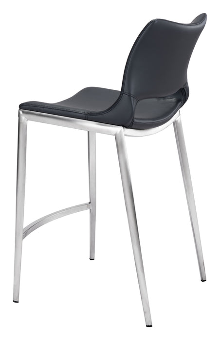 Ace Counter Chair (Set of 2) Black & Silver