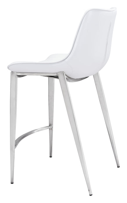Magnus Counter Chair (Set of 2) White & Silver