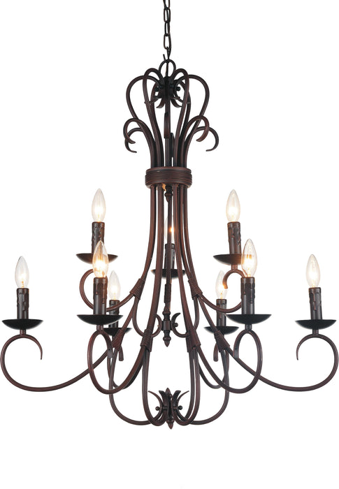 9 Light Up Chandelier with Oil Rubbed Brown finish