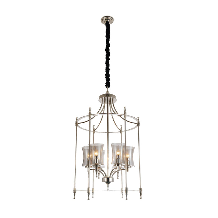 6 Light Up Chandelier with Satin Nickel finish