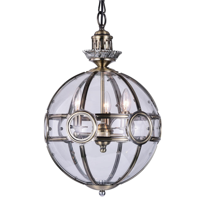 3 Light Chandelier with Antique Brass Finish