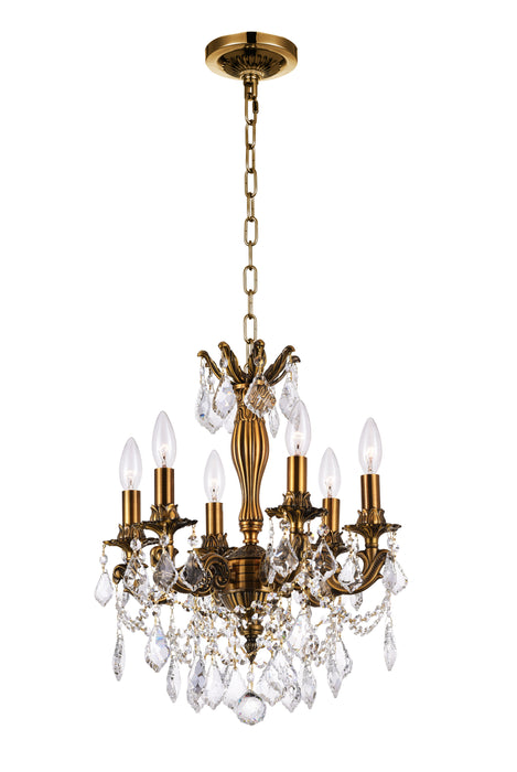6 Light Up Chandelier with French Gold finish