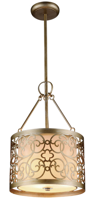 3 Light Drum Shade Mini Pendant with Rubbed Silver finish