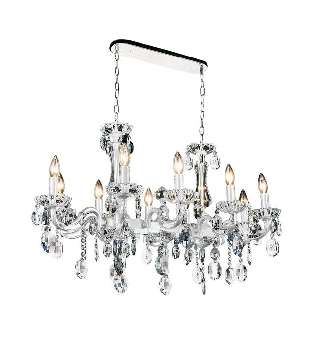 10 Light Up Chandelier with Pearl White finish