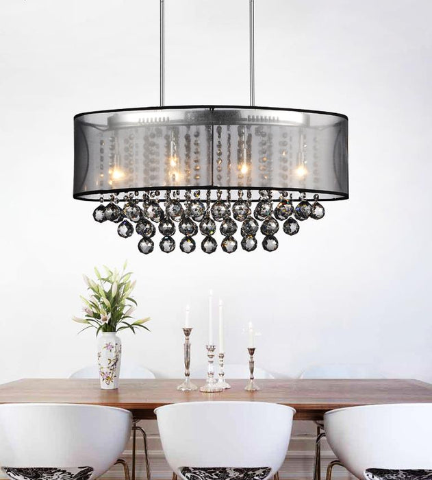 6 Light Drum Shade Chandelier with Chrome finish