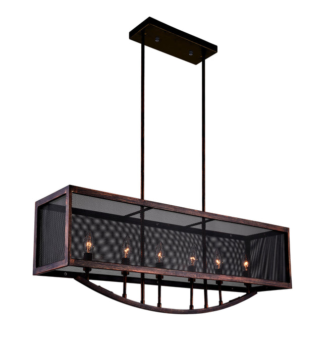 6 Light Chandelier with Antique Copper Finish