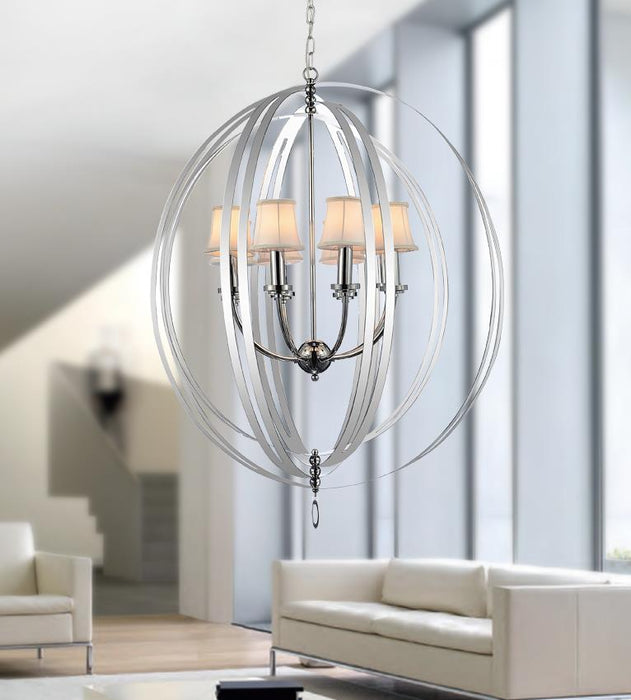 6 Light Up Chandelier with Chrome finish