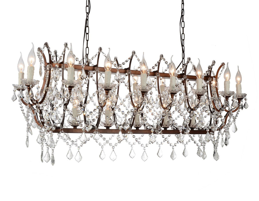24 Light Up Chandelier with Light Brown finish