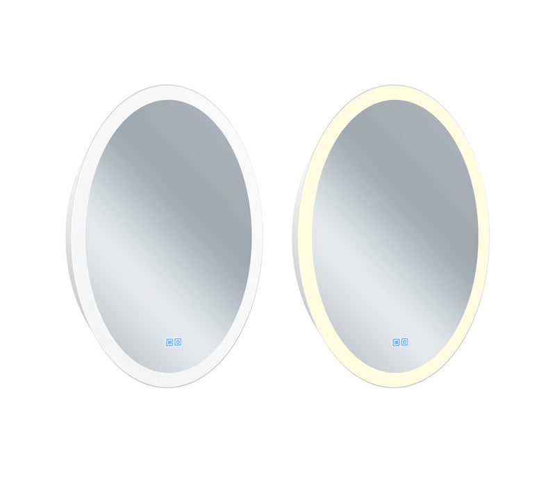 Oval Matte White LED 22 in. Mirror From our Agostino Collection