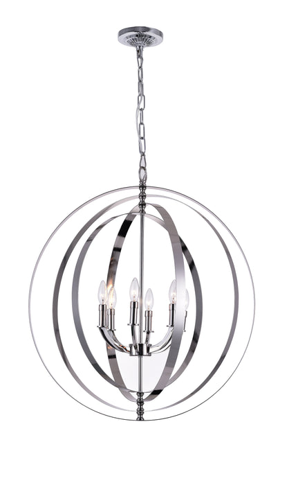 6 Light Up Chandelier with Polished Nickel finish