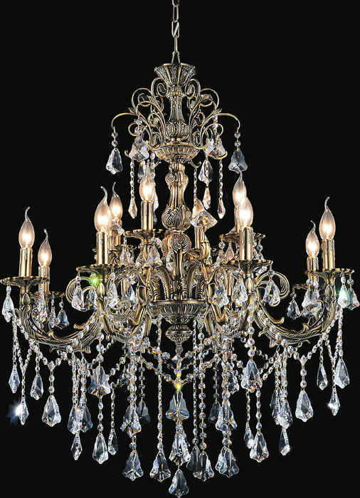 12 Light Up Chandelier with Antique Brass finish
