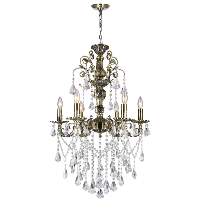 6 Light Up Chandelier with Antique Brass finish