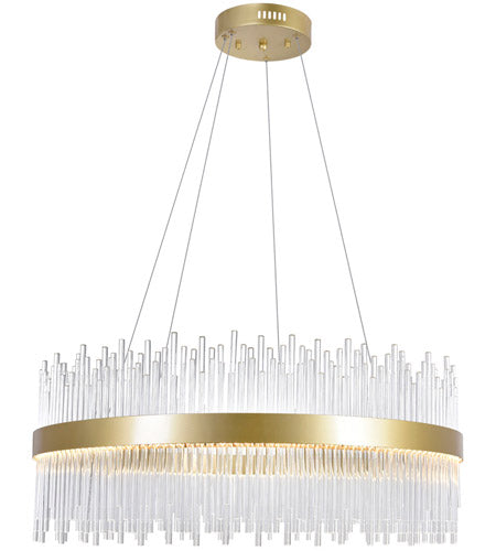 LED Chandelier with Antique Brass Finish 32"
