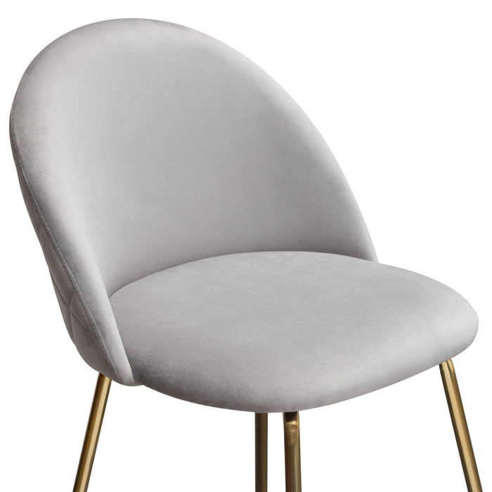 Lilly Set of (2) Counter Height Chairs in Grey Velvet w/ Brushed Gold Metal Legs by Diamond Sofa