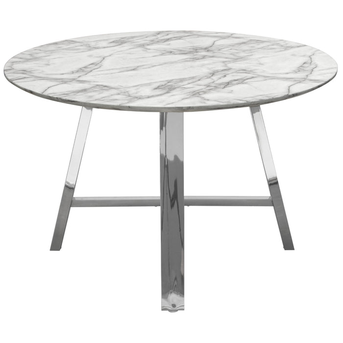 Paris 47" Round Dining Table w/ Faux Marble Top and Chrome Base by Diamond Sofa