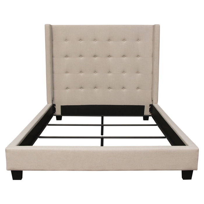 Madison Ave Tufted Wing Queen Bed in Sand Button Tufted Fabric by Diamond Sofa