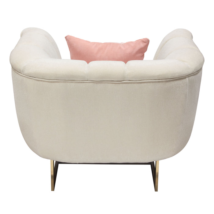 Venus Cream Fabric Sofa & Chair 2PC Set w/ Contrasting Pillows & Gold Finished Metal Base by Diamond Sofa