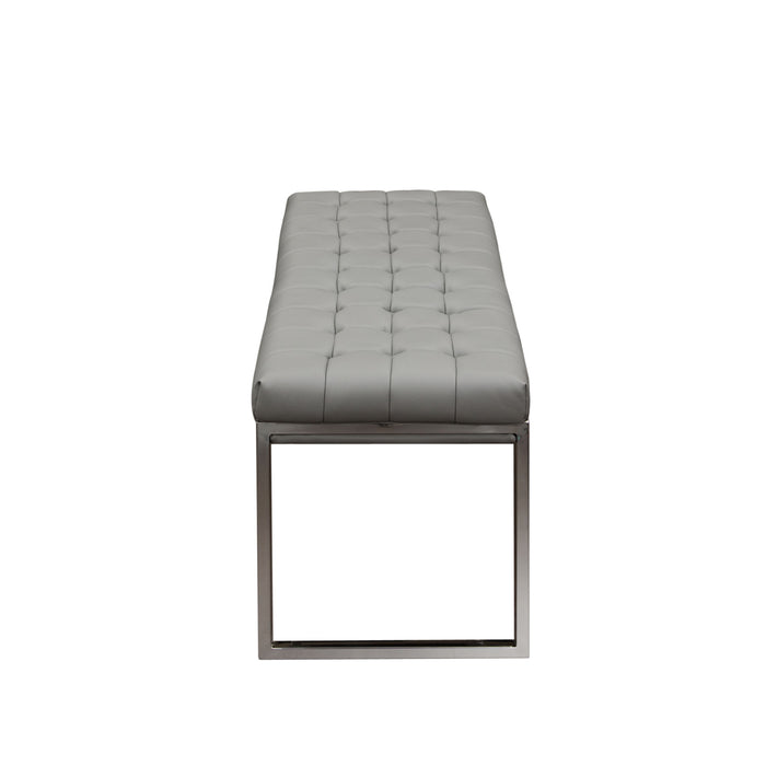 Knox Backless, Tufted Bench w/ Stainless Steel Frame by Diamond Sofa - Grey