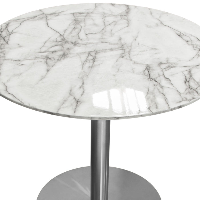 Stella 36" Round Dining Table w/ Faux Marble Top and Brushed Silver Metal Base by Diamond Sofa