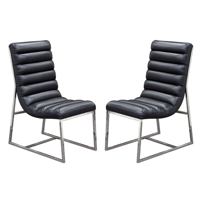 Bardot 2-Pack Dining Chair w/ Stainless Steel Frame by Diamond Sofa - Black
