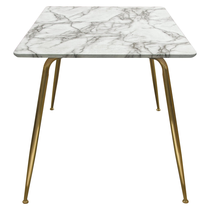 Chance Faux Marble Top Rectangular Dining Table w/ Brushed Gold Metal Legs by Diamond Sofa