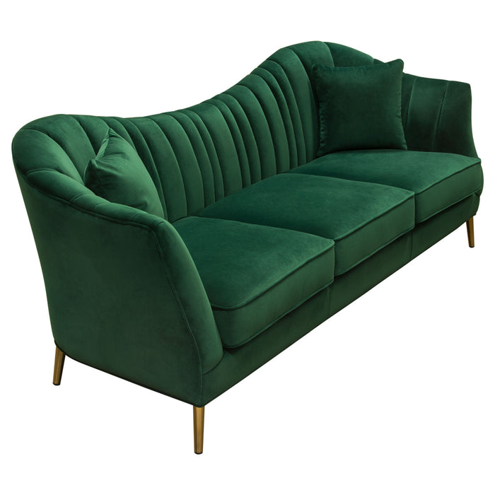 Ava Sofa in Emerald Green Velvet w/ Gold Leg by Diamond Sofa