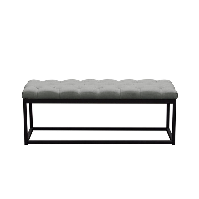 Mateo Black Powder Coat Metal Small Linen Tufted Bench by Diamond Sofa - Grey