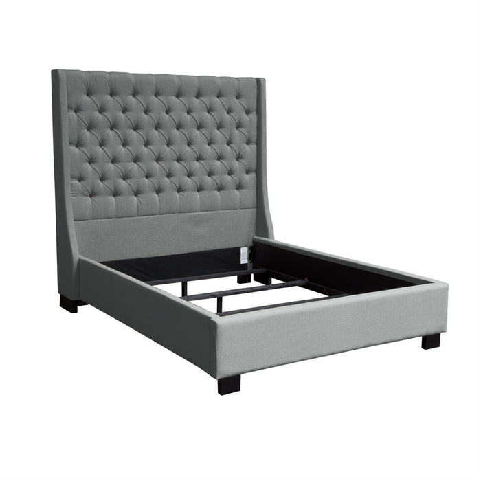 Park Avenue Queen Tufted Bed with Vintage Wing in Grey Linen by Diamond Sofa