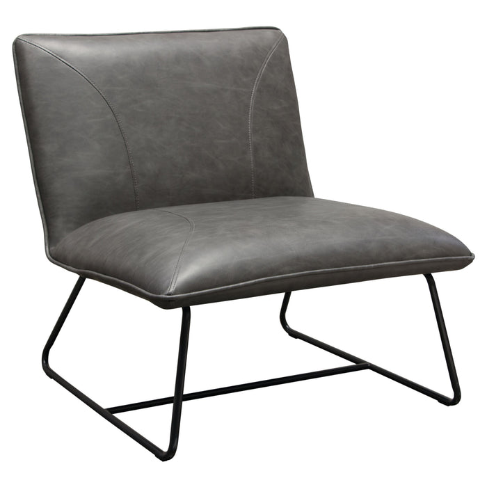 Jordan Armless Accent Chair in Weathered Grey Leatherette with Black Metal Base by Diamond Sofa