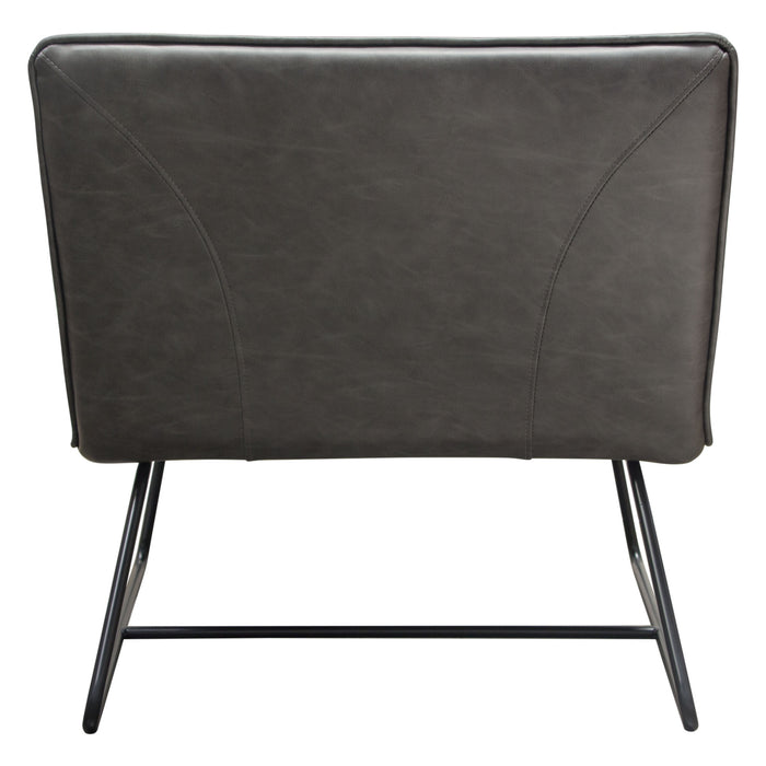 Jordan Armless Accent Chair in Weathered Grey Leatherette with Black Metal Base by Diamond Sofa