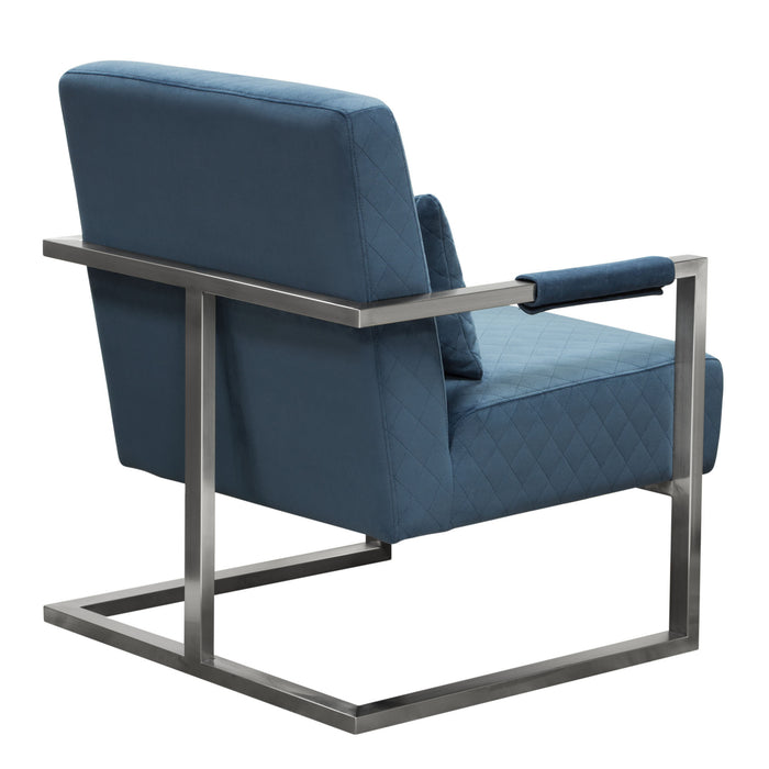 Studio Accent Chair in Royal Blue Velvet with Diamond Tuft and Stainless Frame by Diamond Sofa