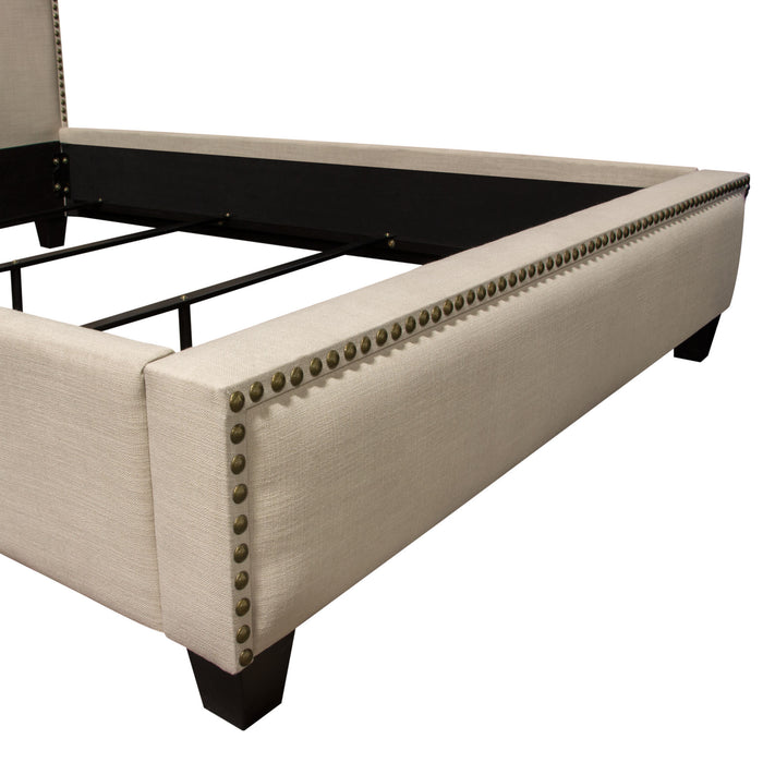 La Jolla Eastern King Bed with Nail Head Accent by Diamond Sofa - Desert Sand Linen