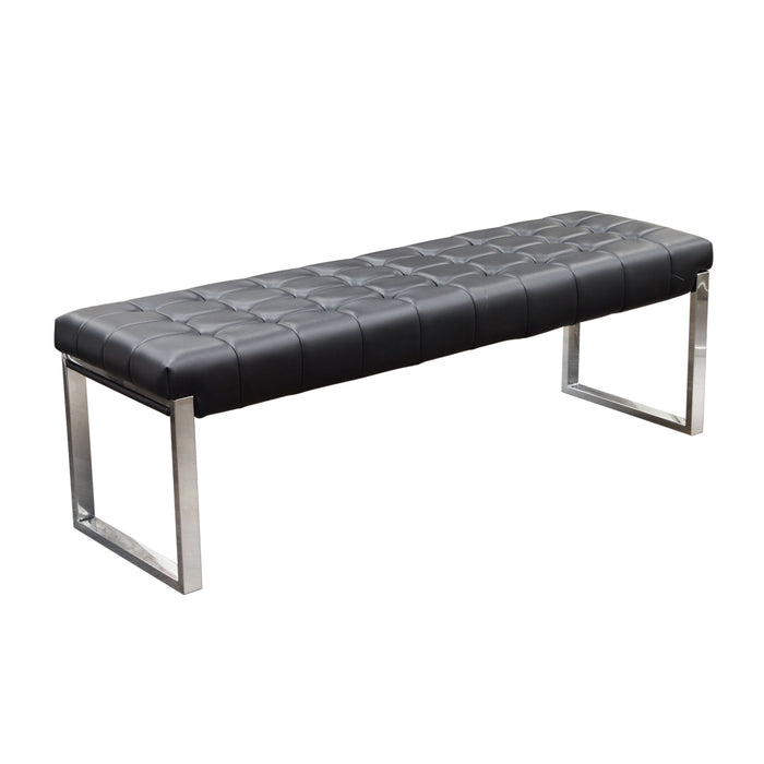 Knox Backless, Tufted Bench w/ Stainless Steel Frame by Diamond Sofa - Black