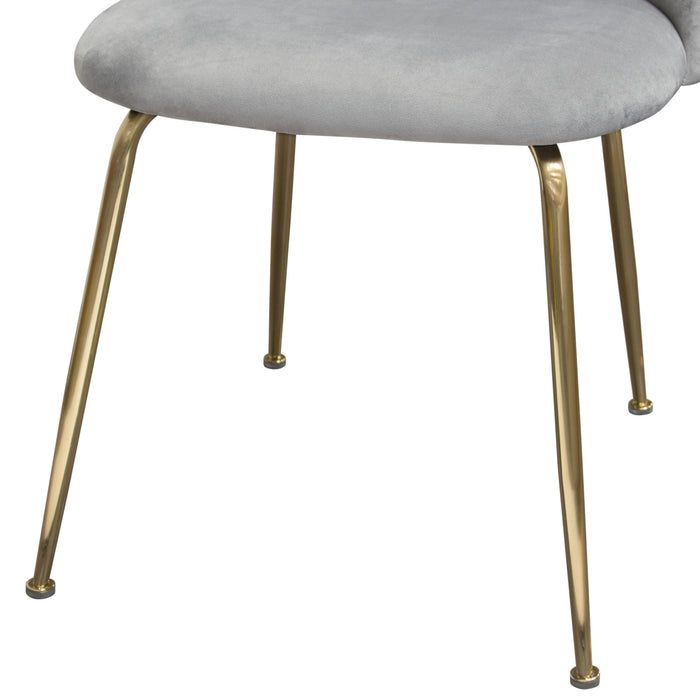 Lilly Set of (2) Dining Chairs in Grey Velvet w/ Brushed Gold Metal Legs by Diamond Sofa