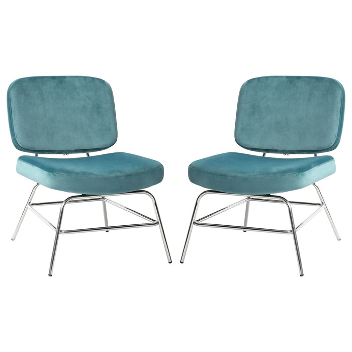 Hanna Set of (2) Accent Chairs in French Blue Velvet with Chrome Legs by Diamond Sofa