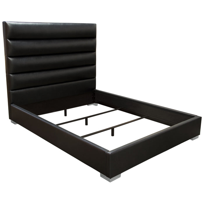 Bardot Channel Tufted Eastern King Bed in Black Leatherette by Diamond Sofa