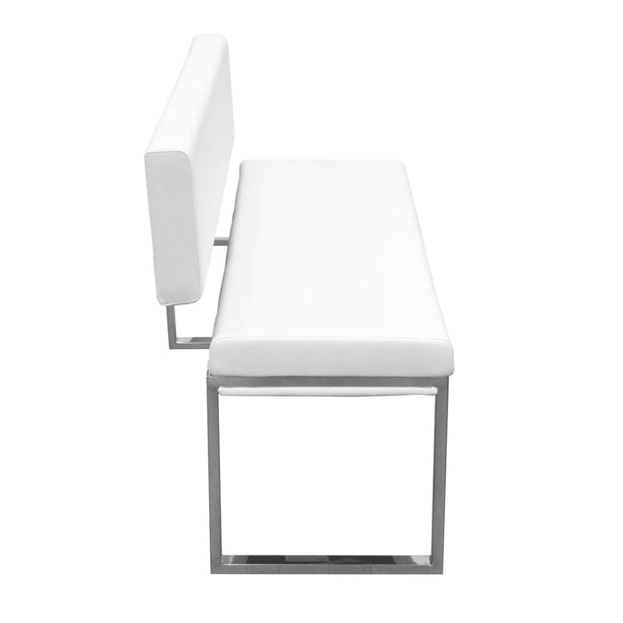 Knox Bench w/ Back & Stainless Steel Frame by Diamond Sofa - White