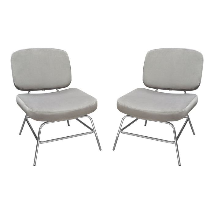 Hanna Set of (2) Accent Chairs in Grey Velvet with Chrome Legs by Diamond Sofa