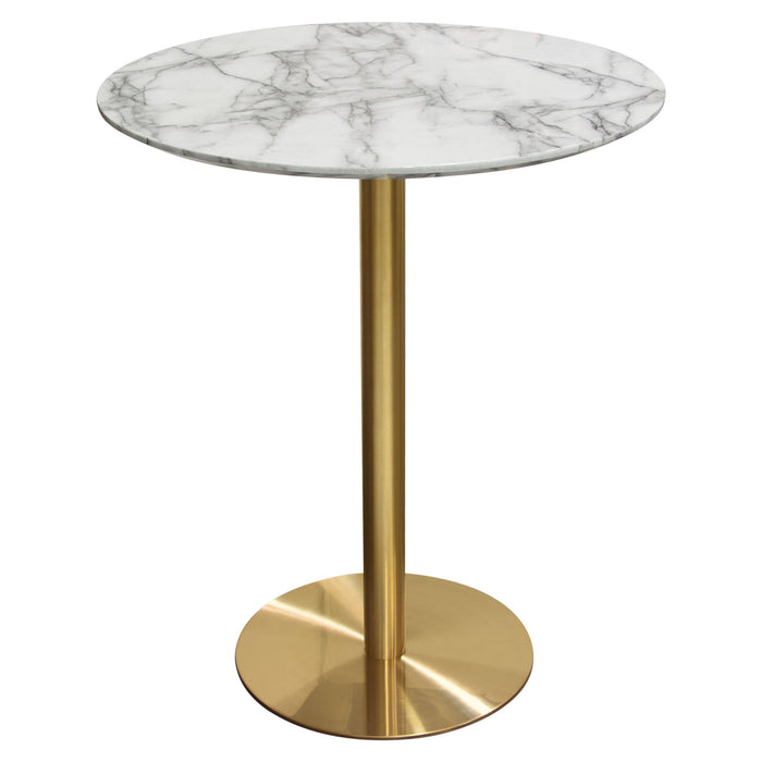Stella 36" Round Bar Height Table w/ Faux Marble Top and Brushed Gold Metal Base by Diamond Sofa