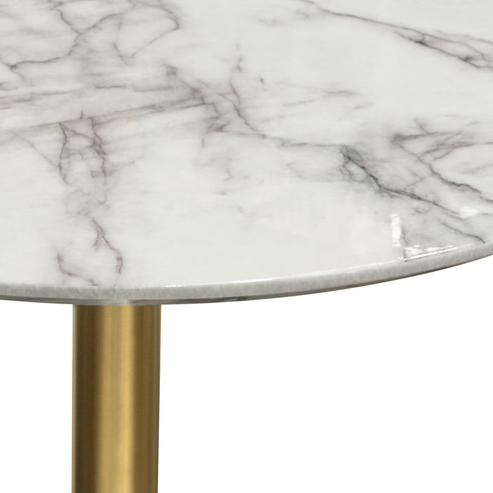 Stella 36" Round Bar Height Table w/ Faux Marble Top and Brushed Gold Metal Base by Diamond Sofa