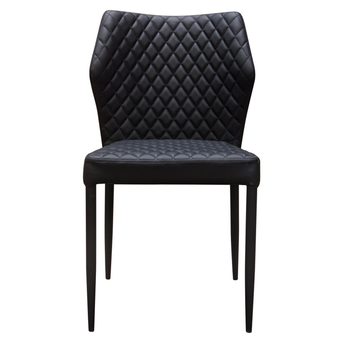 Milo 4-Pack Dining Chairs in Black Diamond Tufted Leatherette with Black Powder Coat Legs by Diamond Sofa